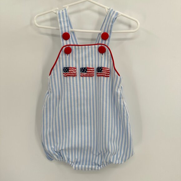 Southern Taters Blue Stripe Americana Bubble Jon Jon Romper 18 Months Baby Boy - Picture 1 of 7